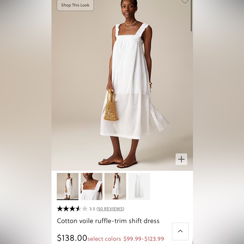 Jcrew cotton voile shift dress in white 2X
